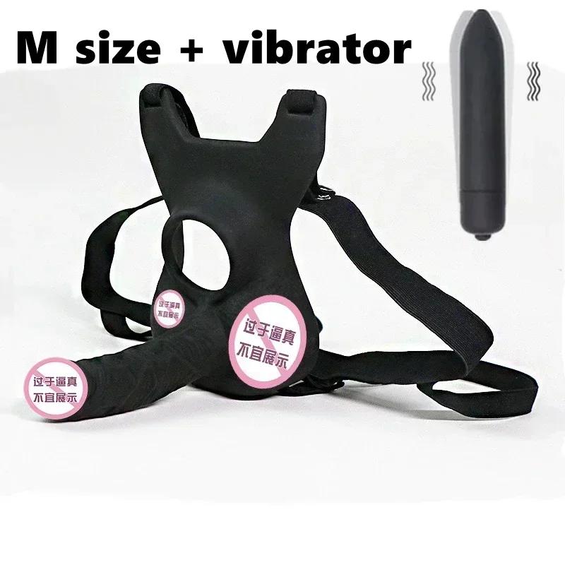 Wearable Vibrators 3 Size Dildo for Panties Double Penetration Penis Anal Toy Butt Plug for Women Man Adjustable Strap Silent