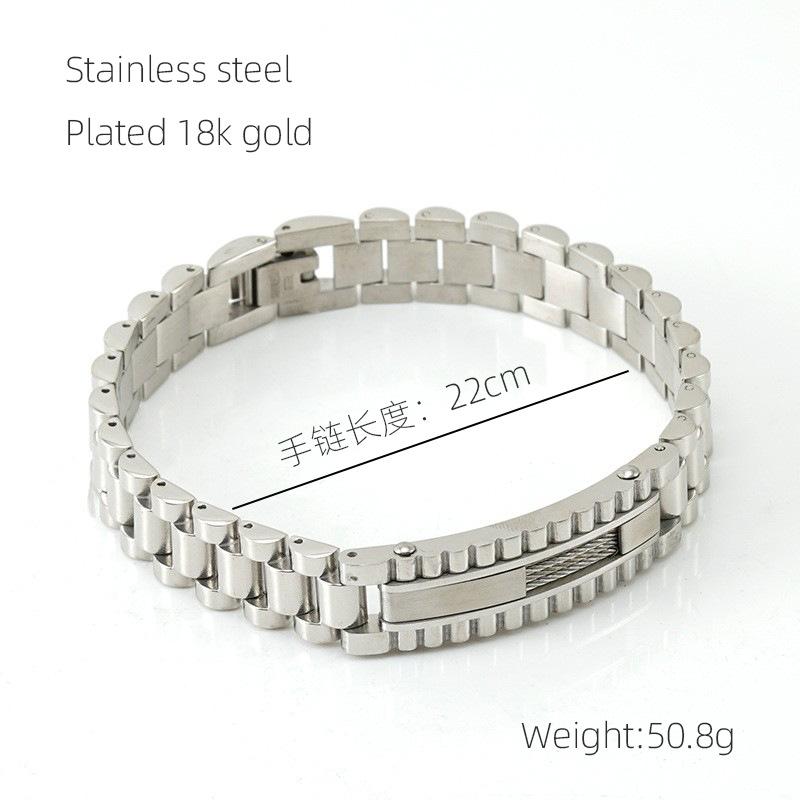 Модный мужской браслет из нержавеющей стали, персонализированная цепочка для часов, мужская бижутерия из титановой стали 18 карат