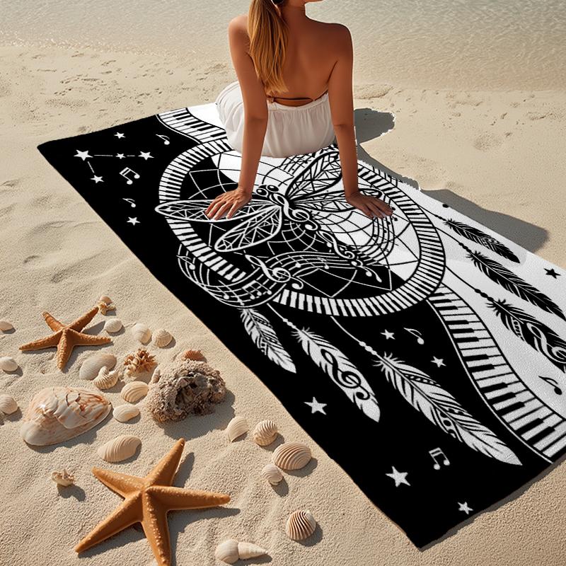 Dreamcatcher Dragonfly Music Feathers Beach Towel, Super Soft Microfiber, Gift for Her/Him, Birthday, for Pool, Beach, Travel, Home Decor Fan gifts