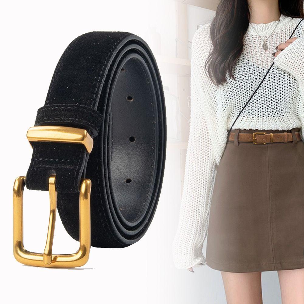 Casual Frosted Cowhide Belt Luxury Design Business Waist Strap Retro Trouser Dress Belts Gifts