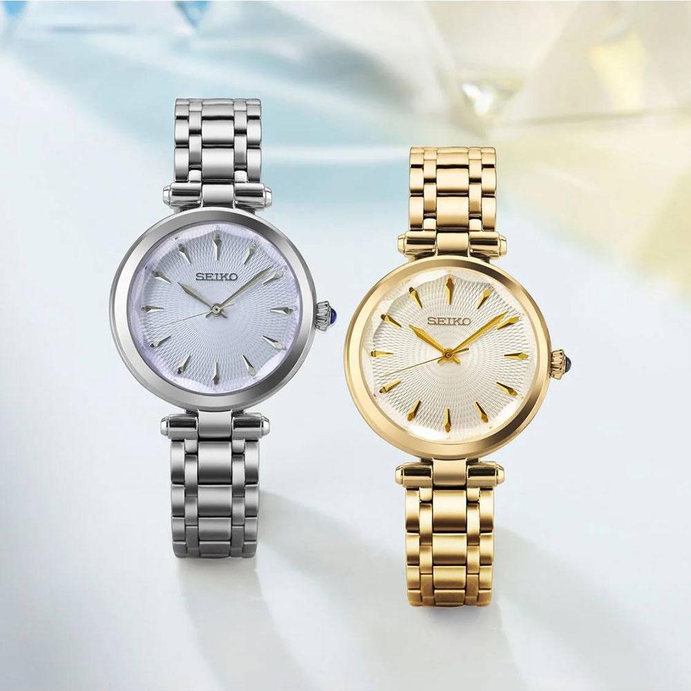 Seiko Классические кварцевые сапфировые женские часы из нержавеющей стали SRZ554P1
