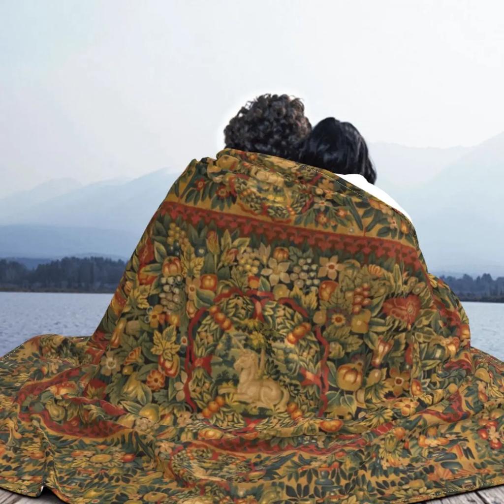 Средневековый Единорог Цветочные Одеяла Дама и Единорог Узор Шерстяные Пледы Осенне/Зимнее Украшение Покрывало