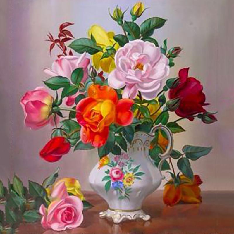 DIY 5D алмазная живопись ваза для цветов, набор для вышивки крестом, полная дрель, вышивка мозаикой, вышивка крестиком, цветочная роза, подарок из смолы, домашний декор