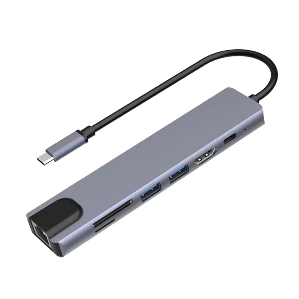 Многофункциональный адаптер 10-в-1 USB-C - HDTV с Ethernet 100M и USB-концентратором для мобильных устройств, ПК, игровых приставок