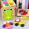 Toddlers Wooden Puzzle Animal Vehicle Cognition Preschool Early Education 3D Jigsaw Puzzle Colorful Block Assembly Toy Boys Girls Gift