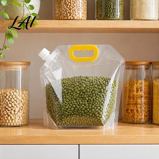 Kitchen Countertop Storage 5PCS Grain Bag with Handle Large Capacity Cereal Container Vertical Standing Reusable Food Container Organizer Moisture