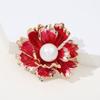Vintage High -Grade Peony Flower Brooch Cheongsam Coat Rich Flower Silk Scarf Buckle Inlaid Pearl Lady Brooch