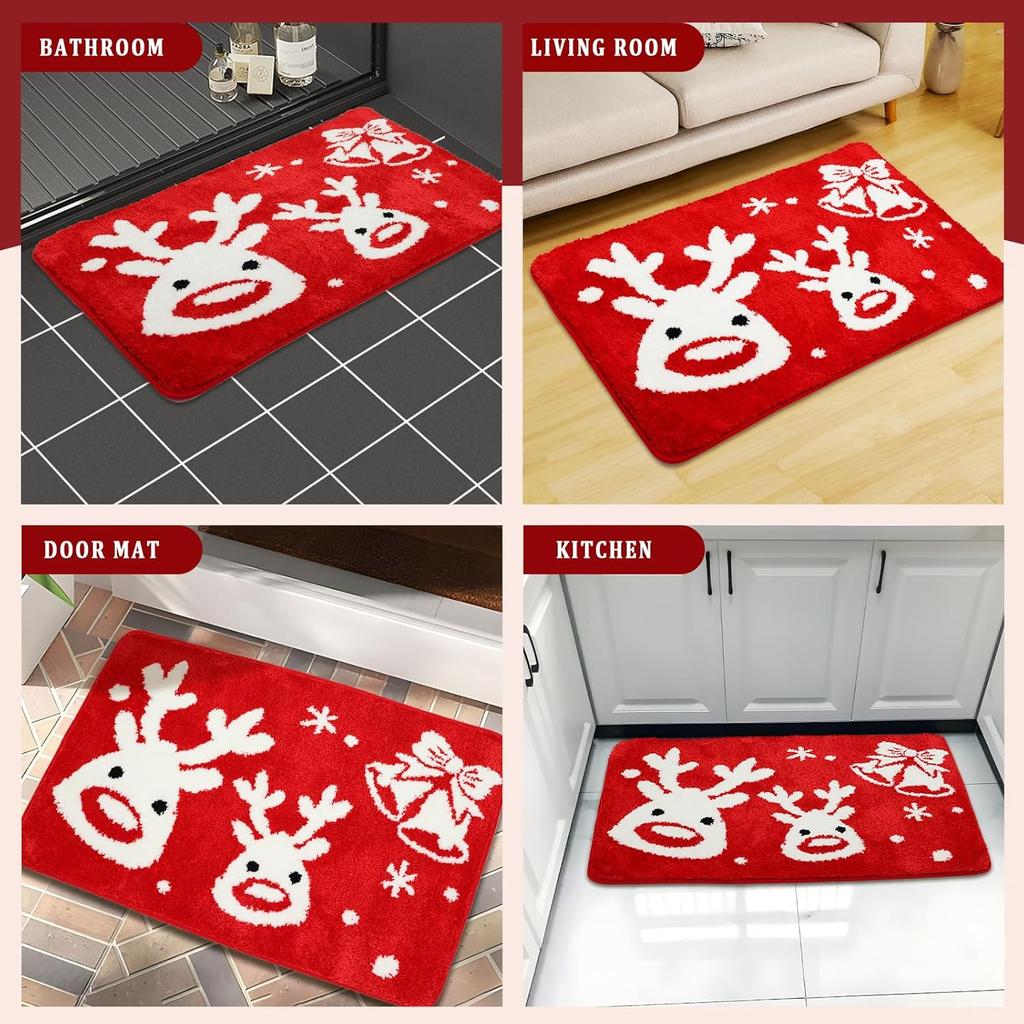 VIKAMA Рождественский имитация кашемира ковер мягкий нескользящий коврик для ванной комнаты и кухни милый уличный коврик для двери в помещении домашний декор
