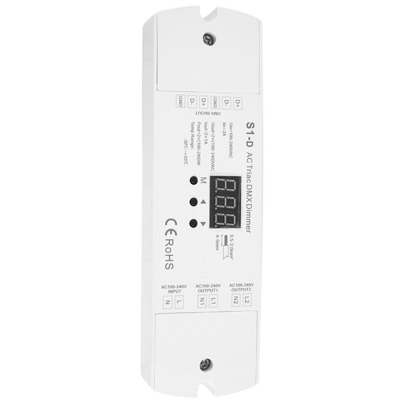 4 шт. AC100V - 240V 288W 2-канальный Triac DMX LED-диммер, Двухканальный выходной силиконовый DMX512 LED-контроллер, Цифровой дисплей S1-D-B61B