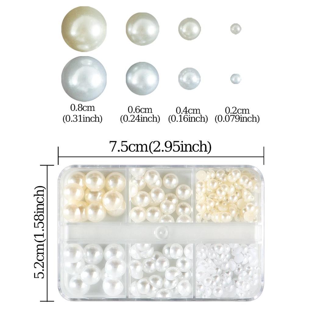 1 коробка полукруглых плоских бусин с искусственным жемчугом, украшение для ногтей, белые, бежевые, 3D, аксессуары для ногтей, корейские принадлежности для маникюра своими руками