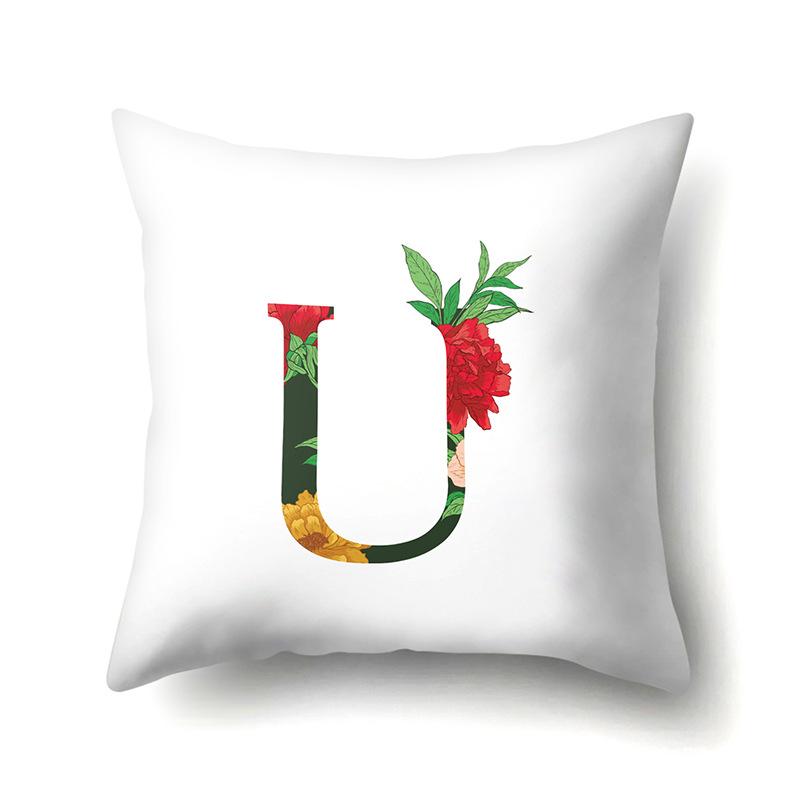 Полиэстеровая наволочка Акварельные цветы Принт для украшения автомобиля 26 английских букв Домашняя наволочка для подушки