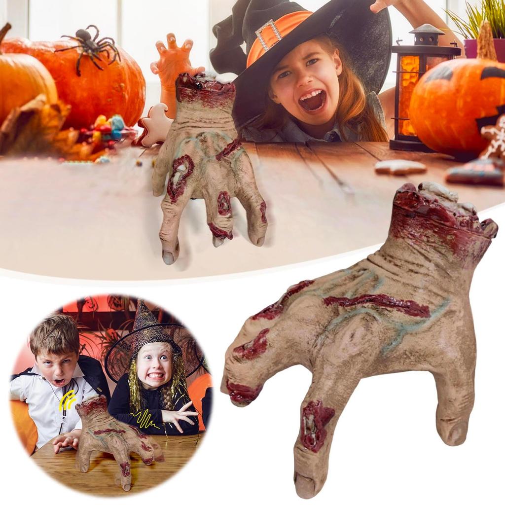 Halloween Animatronics Crawling Hand Decorations, Sound Activated With Creepy Sound, Scary Motion Haunted House Holiday Severed Hand Decor Horror Prop