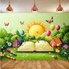 2D Magical Storybook Backdrop, Cartoon Open Book with Sun and Butterflies Background for Kids Birthday & Art Party