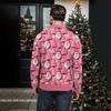 Men's Christmas Cotton Pullover Long Sleeve Outdoor Shirt Vintage Corduroy Button Stand Collar Shirt Casual Sweatshirt Christmas Print Top
