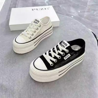 Толстоподошвенная полая сетчатая пряжа, маленькие белые туфли в национальном стиле, женские туфли-эспадрильи 2025 лето новые ins парусиновые туфли, повседневные кеды