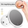 10CM 30X Magnifying Mirror with Tweezers Portable Travel LED Makeup Mirror with 3 Suction Cups Rechargeable Dimmable Magnified Vanity Mirror