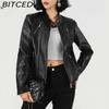 Осенняя женская кожаная куртка приталенного кроя, верхняя одежда приталенного кроя, кожаная одежда для женщин