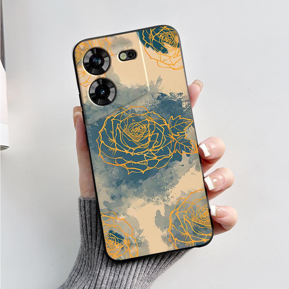 Чехол для Tecno Pova 5 LH7n Силиконовый чехол для телефона Стильный узор Тонкий Мягкий Черный Funda Чехол для Tecno Pova 5 4G 2023 Pova5 Capa