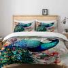 Watercolor Peacock Duvet Cover Set King Queen Double Full Twin Single Size Bed Linen Set