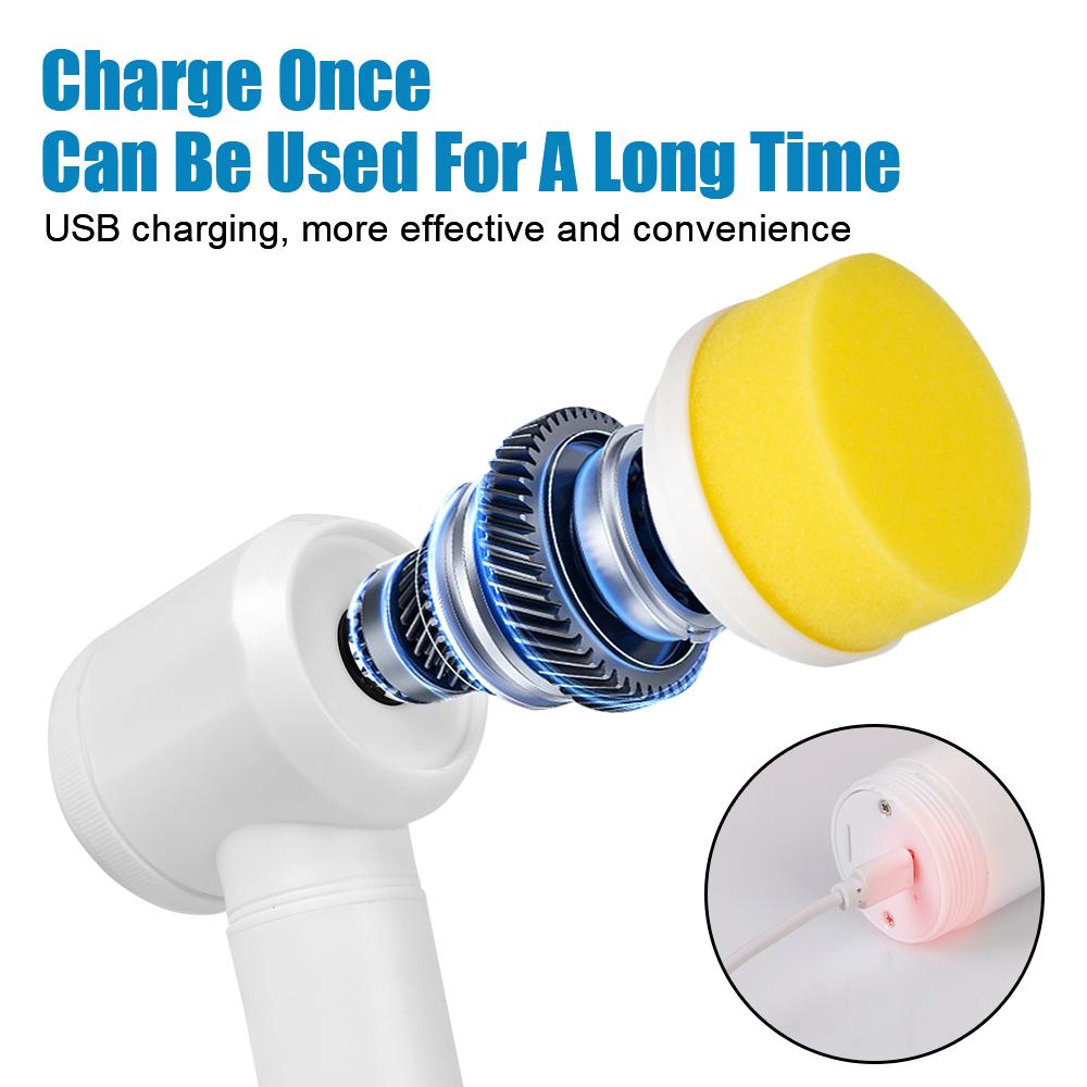 Щетка для мытья ванной комнаты, щетка для чистки ванны, 5-в-1, кухонный инструмент для чистки, многоцелевая электрическая щетка USB-типа, ручная