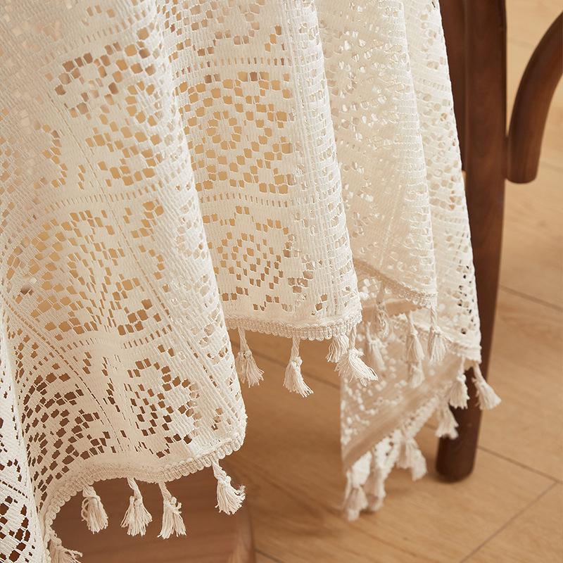 Retro Hollow Crochet Tablecloth Rectangular Round Dining Table Coffee Table Tablecloth Cabinet Cover Towel Household