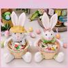 Adorable Easter Bunny Plush Toy Basket Colorful Egg Storage For Holiday Decorations