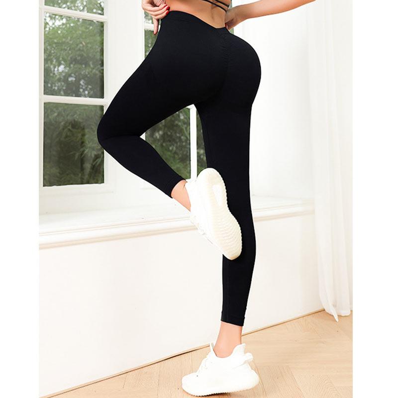 Бесшовные леггинсы с глубоким V-образным вырезом на спине, женские брюки персикового цвета с низкой талией для йоги, фитнес-брюки с девятью точками, спортивная обтягивающая спортивная одежда