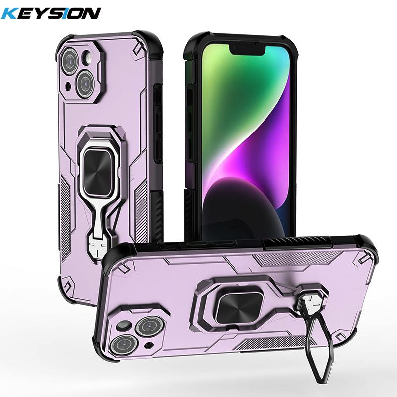 KEYSION Противоударный чехол для iPhone 15 Pro Max Мягкий силиконовый + PC вертикальный чехол-подставка для телефона на заднюю панель для iPhone 15 15 Plus