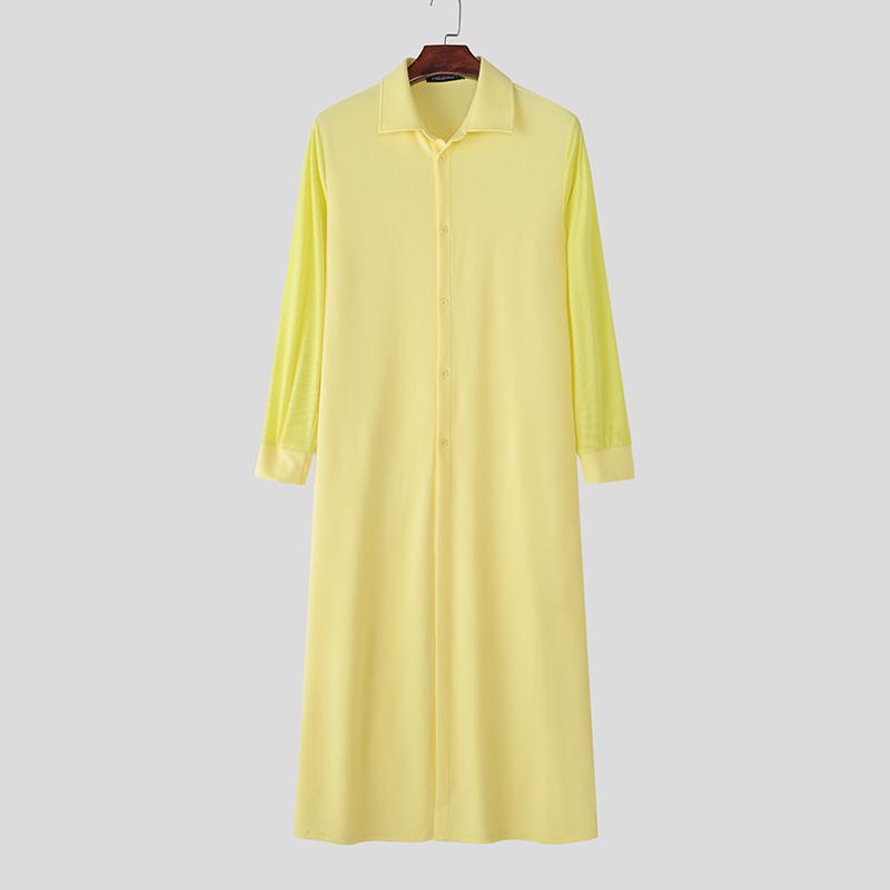 INCERUN Мужские кардиганы с лацканами, длинными рукавами и высокими разрезами, повседневные длинные пальто