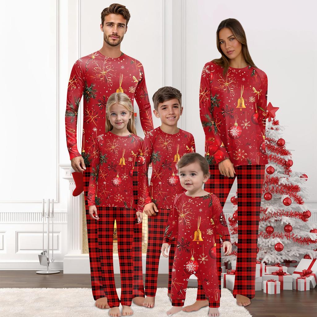 Christmas Prints Family Matching Long Sleeve Tops+Pants Set Family Matching Sets