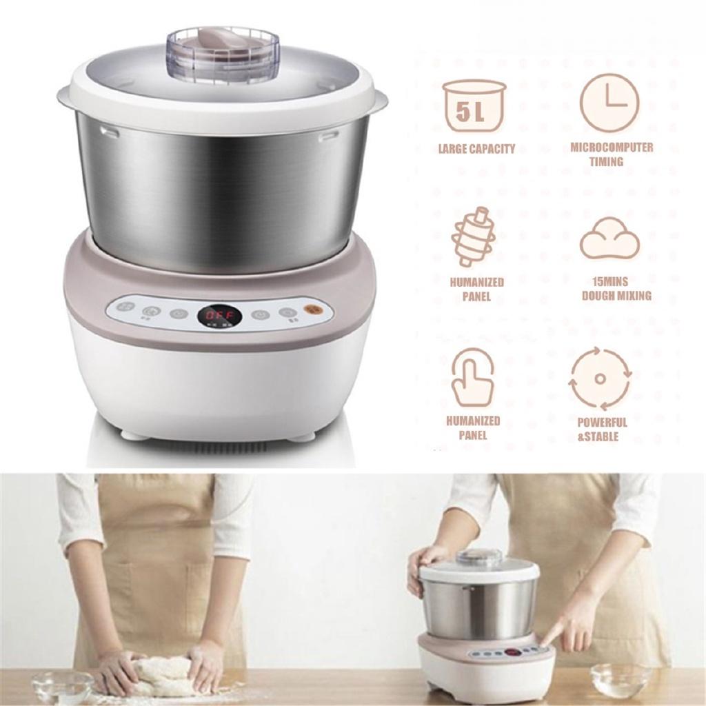 5 л Электрический Автоматический Тестомес Ферментирующая Месильная Машина Нержавеющая Сталь Хлеб Торт Лапшерезка Кухня 200 Вт