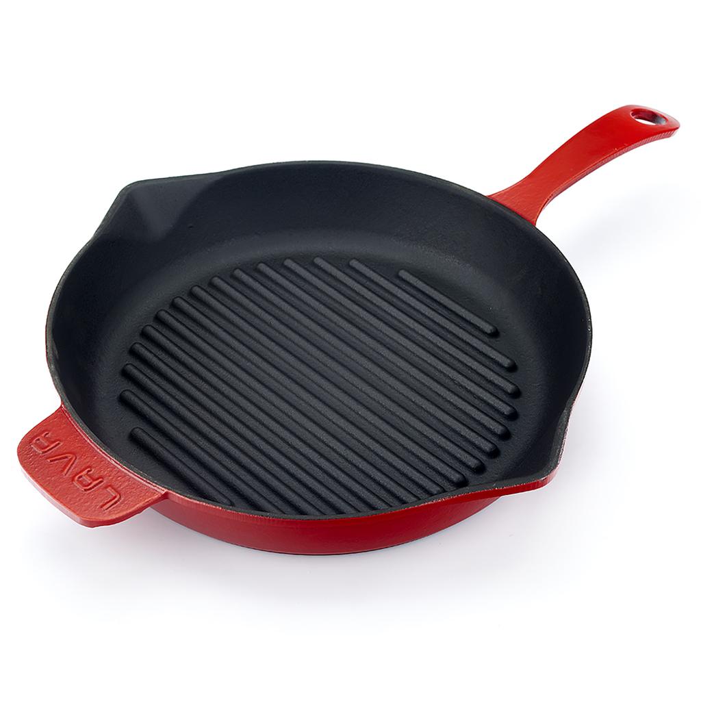 Lava Чугунная круглая сковорода-гриль пружинной серии. Длинный стержень, диаметр. Ø 28см.