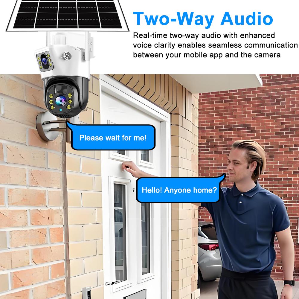 Уличная водонепроницаемая 4G/WIFI солнечная камера видеонаблюдения CCTV, HD ночное видение, двойные камеры с PIR-датчиком обнаружения человека