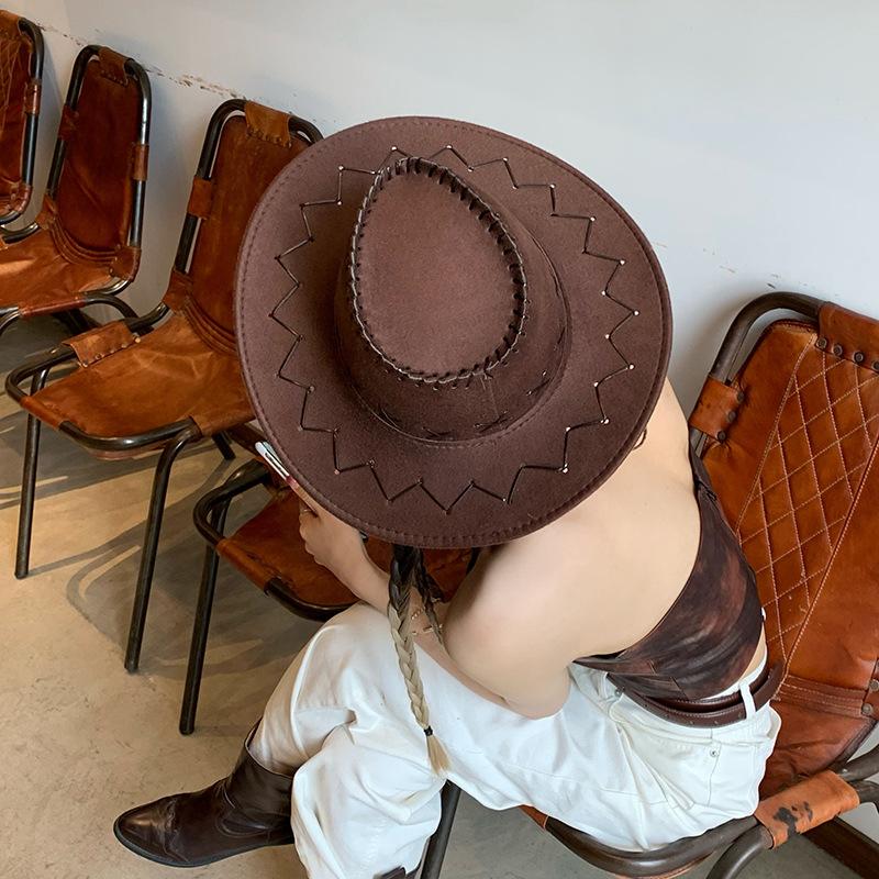 Женская Мужская Ковбойская Шляпа Западная Замшевая Шляпы Ковбоя Вест Вечеринка Карнавальный Головной Убор Унисекс Кепка Аксессуары