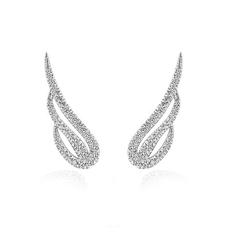 Серьги-гвоздики Huitan Dazzling Angle Wings для женщин с микро-паве CZ, простые стильные женские серьги для повседневной носки, модные украшения для вечеринок