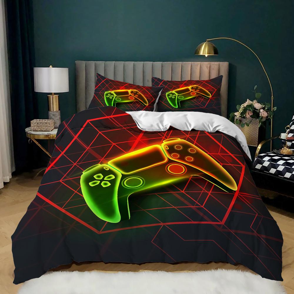 Gamepad Kit 3D Digital Printing Quilt Cover E-Sports Boy Bedding Three-Piece Set