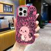 Phone case: 2D flat design suitable for iPhone 18 17 16 15 14 13 Pro protective case, couple style, pink little dinosaur, Christmas and Halloween gift