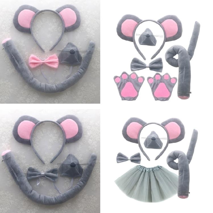 Little-Mouse Costume Accessories Set Mouse Ears Headband,Bowtie,Nose,Gloves Tail