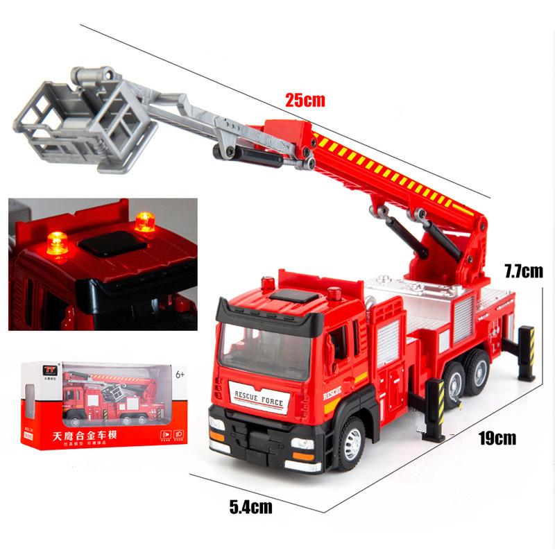 1/50 модель пожарно-спасательного автомобиля из сплава, имитация звуковой и световой лестницы, пожарно-спасательная машина, игрушка, оригинальная упаковка, подарок