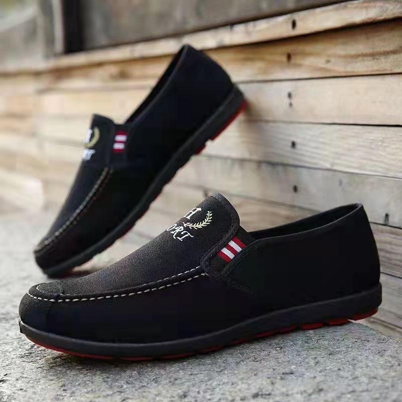 Весенняя дышащая парусиновая обувь, мужские лоферы, Нескользящая износостойкая рабочая обувь, повседневная обувь с подошвой из говяжьего сухожилия