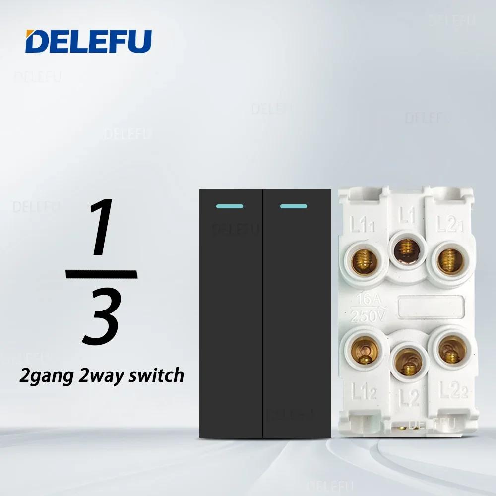 DELEFU Israel Socket DIY Blank Board USB TypeC Doorbell Switch 45A 20A Curtain TEL CAT5 TV HDMI SAT Smart Black