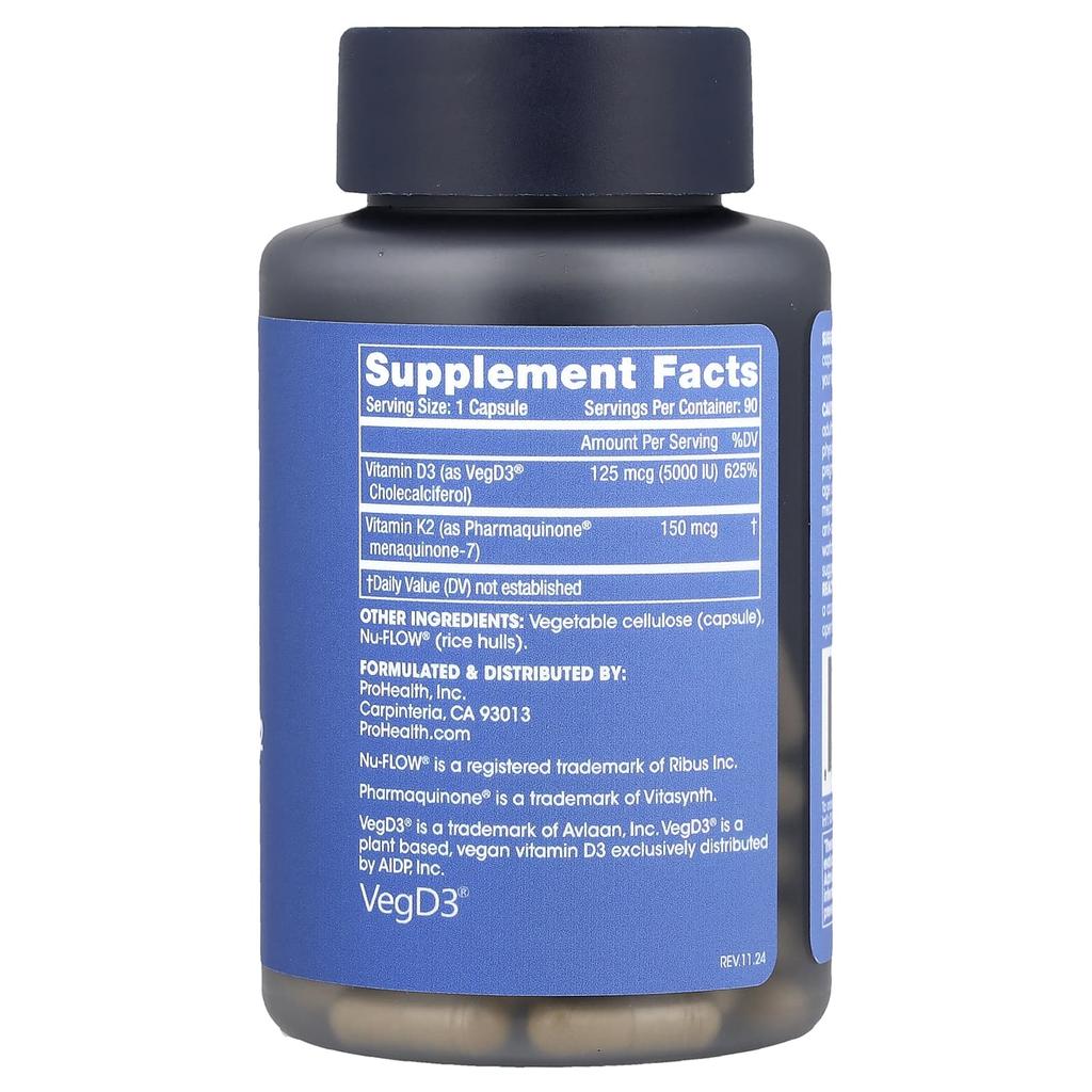 Vitamin D3 + K2, 90 Capsules