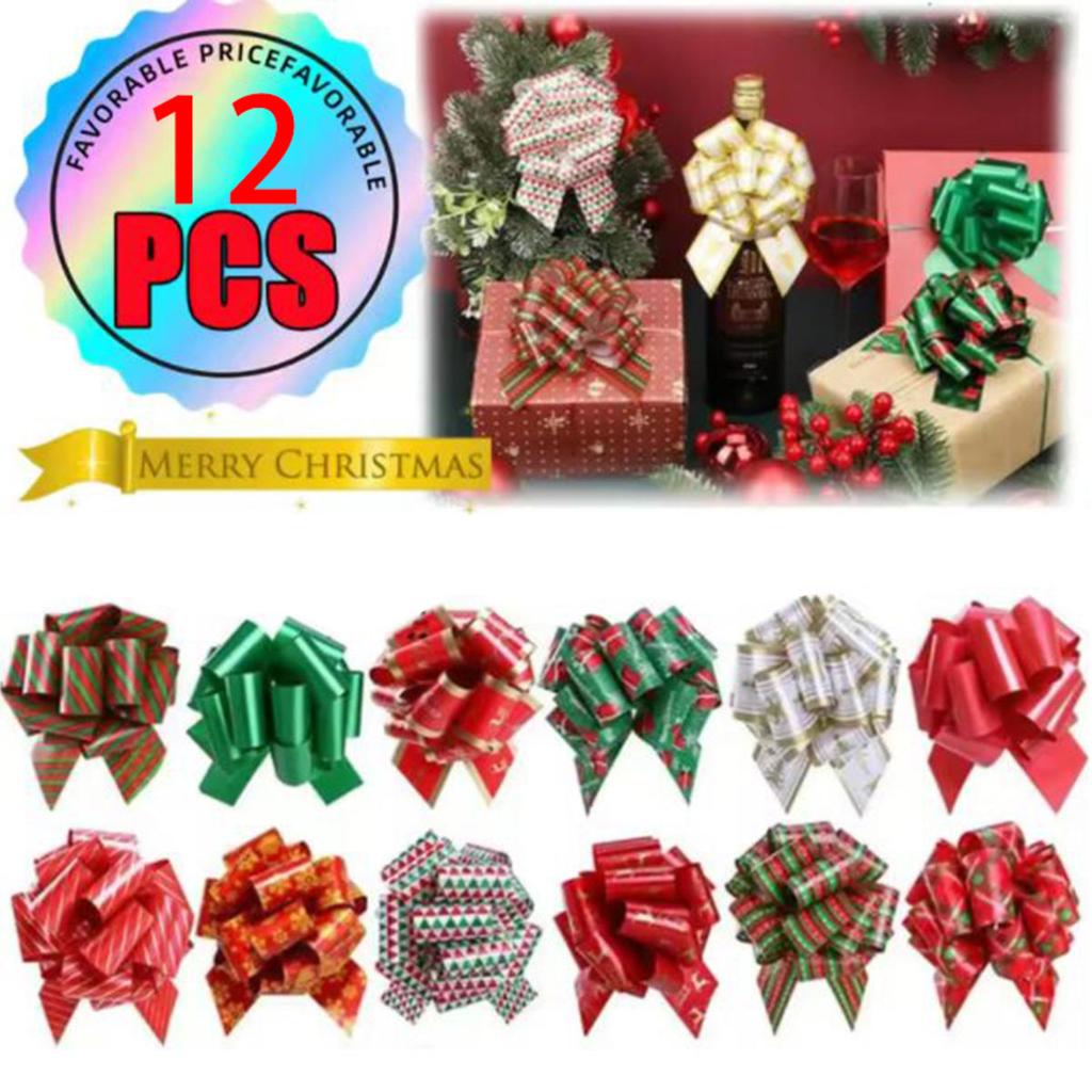 Christmas Pull String Bows  Gift Bows Ribbon for Xmas Present Wrapping Florist Flower Basket Decoration