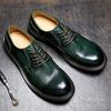 Круглые кожаные туфли мужские из натуральной кожи деловые повседневные туфли из коровьей кожи в британском стиле с мягкой подошвой локомотивные туфли с большим носком модные туфли для инструментов