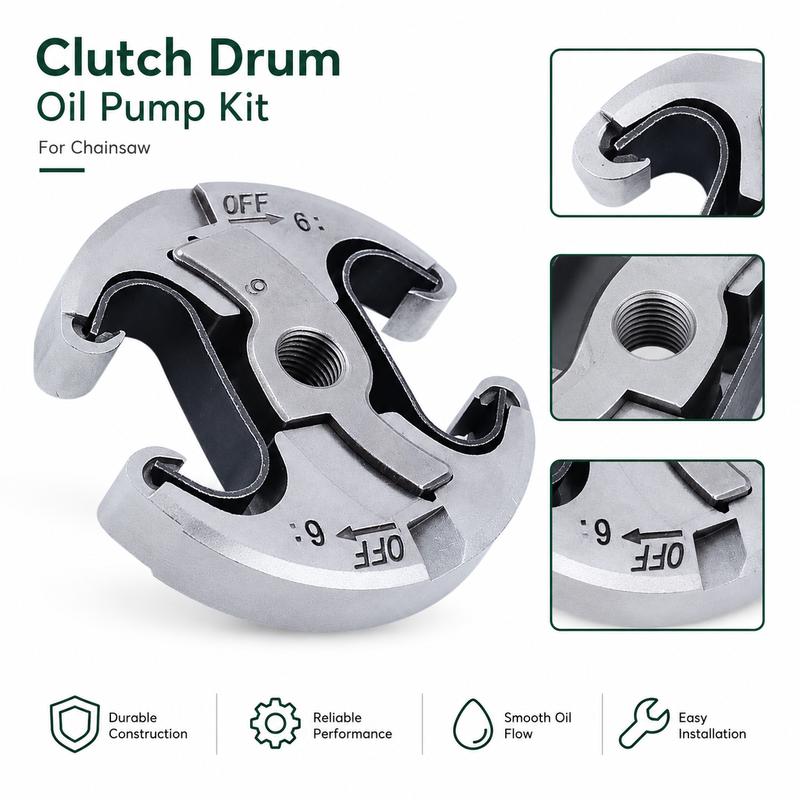 .325-7T Clutch Drum Oil Pump Kit for Husqvarna 455 460 Rancher w/ Oil Pressure Line OEM 537291702 Chaaw Parts Repair Kit