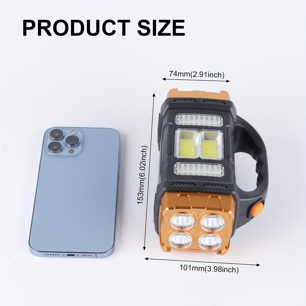COB Multi-Functional Outdoor Solar Emergency Handheld Spotlight USB Charging, Camping, Hiking, Night Fishing