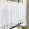 INTERIX Marzocco Embroidered Lace Cafe Curtain for Small 115cm Wide X 45cm Made In Windows, Long, Japan, White, CF2-115-45