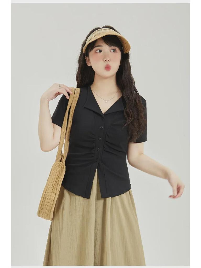 Футболка Chic Slim Fit с коротким рукавом и V-образным вырезом: Модный стиль горячей девушки