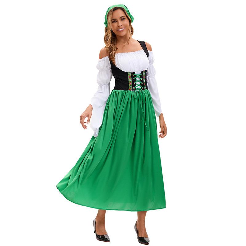 Cosplay Germany Munich Oktoberfest Long Dress Halloween Adult Medieval Farm Maid Costume