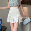 Плиссированные мини-юбки женские на шнуровке тонкие нежные летние горячо-сладкие с высокой талией простые девичьи элегантные модные универсальные юбки